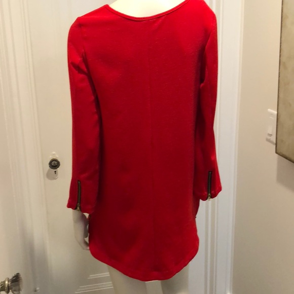 Exposed Zipper Red Mini Dress Small - Picture 6 of 7